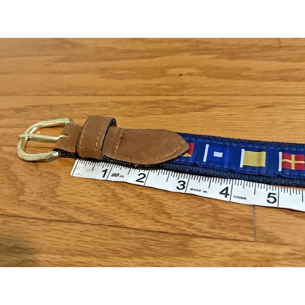 Zep Pro Nautical Design Flag Mens Belt 32 Solid Brass buckle USA Made Preppy